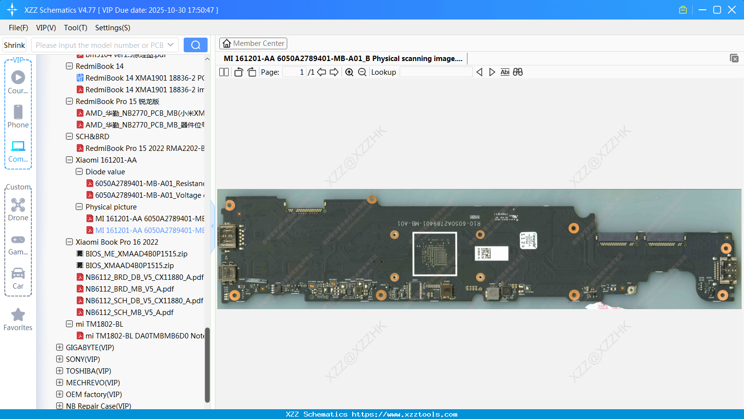 Laptop Xiaomi MI 161201-AA 6050A2789401-MB-A01_B Physical Scanning Image
